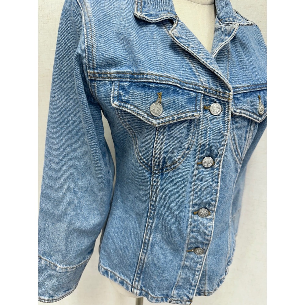 Moda International 90s Vintage  Cotton Blue Denim Shirt Jacket Small Tailored‎ - Picture 7 of 16